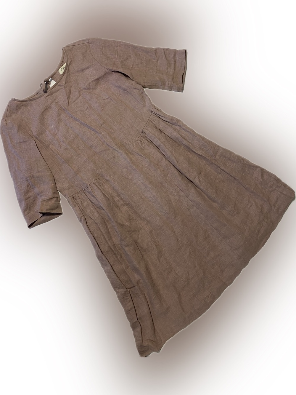 Midi Linen Blend Dress in Taupe